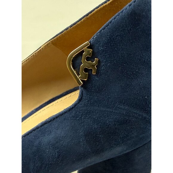 Tory Burch Elizabeth 85mm Round-Toe Pump Royal Navy Suede 9.5 US - Picture 6 of 9